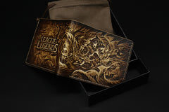 Handmade Leather Tooled League of Legends LOL Ahri the Nine-Tailed Fox Mens billfold Wallet Cool Leather Wallet Slim Wallet for Men