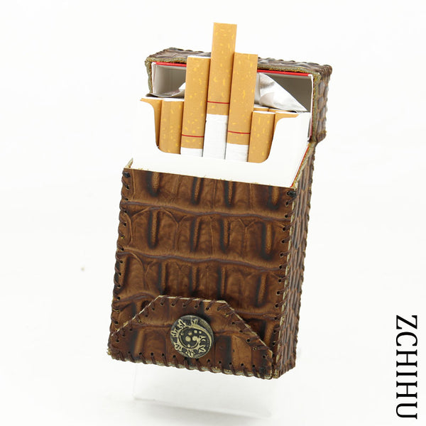Handmade Cool Leather Mens Coffee Cigarette Holder Case Cigarette Holder for Men - iwalletsmen