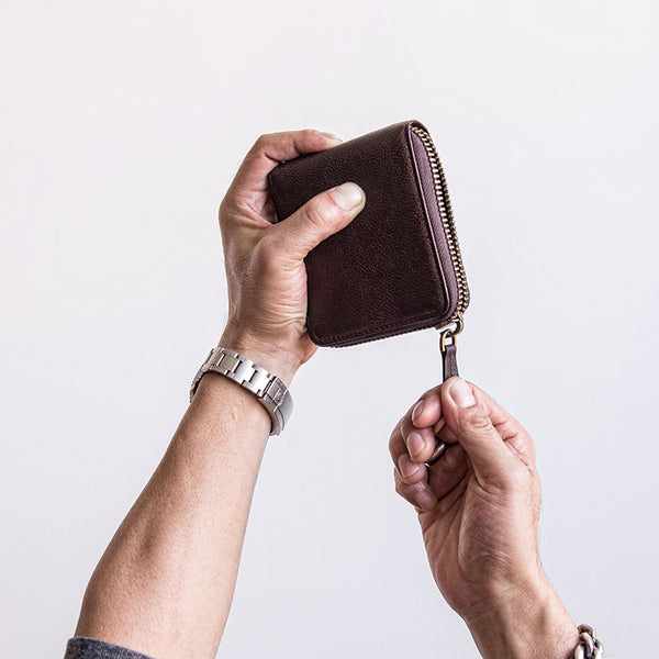 Genuine Leather Mens Cool billfold Leather Wallet Men Small Zipper Wallets Bifold for Men - iwalletsmen