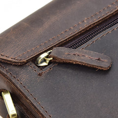 Genuine Leather Mens Messenger Bag Vertical iPad Shoulder Bag For Men