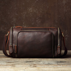 Cool Leather Small Mens Barrel Side Bag Bucket Shoulder Bag Messenger Bag for Men - iwalletsmen