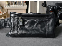 Black Leather Fanny Pack Mens Waist Bag Hip Pack Belt Bag for Men - iwalletsmen