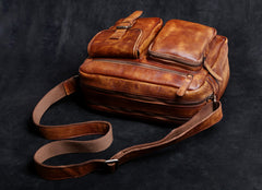 Genuine Leather Mens Cool Messenger Bag Chest Bag Bike Bag Cycling Bag for men