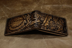 Handmade Leather Tooled Predator License Wallet Mens Card billfold Wallet Cool Leather Wallet Slim Wallet for Men
