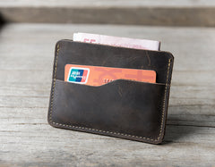 Handmade Leather Mens Cool billfold Wallet Card Holder Small Card Slim Wallets for Men