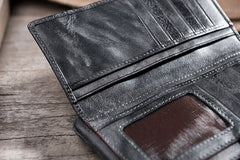 Handmade Leather Mens Biker Wallet Cool Leather Wallet Long Wrist Wallets for Men