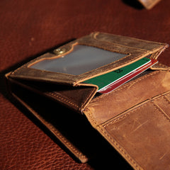 Leather Mens Vintage Leather Wallet Men Small Wallets Trifold for Men