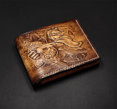 Handmade Leather Tooled League of Legends LOL Ezreal the Prodigal Explorer Mens billfold Wallet Cool Leather Wallet Slim Wallet for Men
