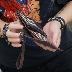 Handmade Leather Mens Chain Biker Wallet Cool Leather Wallet Small Wallets for Men