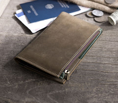 Handmade Leather Mens Travel Wallet Passport Leather Wallet billfold Long Wallets for Men