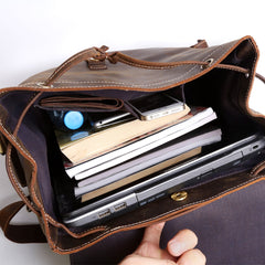 Handmade Leather Mens Cool Backpack Sling Bag Large Black Travel Bag Hiking Bag for men