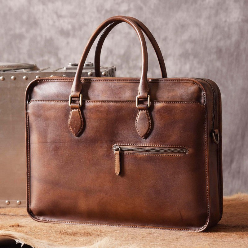 Genuine Leather Mens Cool Messenger Bag Briefcase Work Bag Business Bag for men