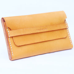 Cool Wooden Slim Leather Mens 20pcs Cigarette Case Custom Beige Cigarette Holder for Men - iwalletsmen
