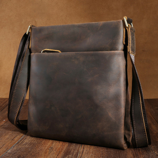 Cool Mens Leather Vintage Small Messenger Bag Shoulder Bag Crossbody Bag for men - iwalletsmen