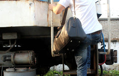 Genuine Leather Mens Cool Weekender Bag Travel Bag Duffle Bags Overnight Bag Holdall Bag for men