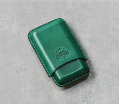 Cool Green Leather Mens 3pcs Cigar Case Cool Custom Leather Cigar Case for Men - iwalletsmen