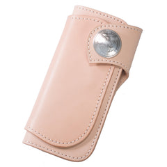 Handmade Mens Cool Beige Leather Chain Wallet Biker Trucker Wallet with Chain