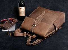 Genuine Leather Mens Cool Backpack Sling Bag Large Black Travel Bag Hiking Bag for men