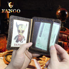 Handmade Leather Floral Mens Cool Front Pocket Wallet billfold Wallet Card Holder Small Card Slim Wallets for Men
