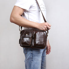 Genuine Leather Mens Cool Messenger Bag Chest Bag Bike Bag Cycling Bag for men