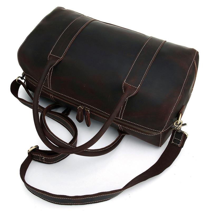 Leather Mens Weekender Bag Duffle Bag Overnight Bag Travel Bag - iwalletsmen
