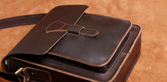 Handmade Leather Mens Cool Messenger Bag Square Bag Chest Bag Bike Bag Cycling Bag for men