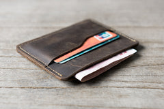 Handmade Leather Mens Cool billfold Wallet Card Holder Small Card Slim Wallets for Men