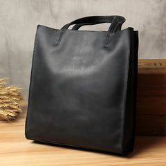 Mens Coffee Black Tote Bag Leather Vintage Cool Handbag Shoulder Bag for Men