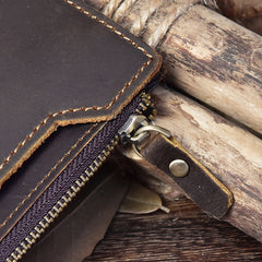 Handmade Leather Mens Cool Long Leather Wallet Passport Wallet Travel Wallet for Men