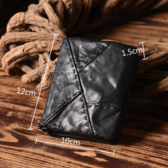 Handmade Mens Cool billfold Leather Wallet Men Small Slim Wallets Bifold for Men