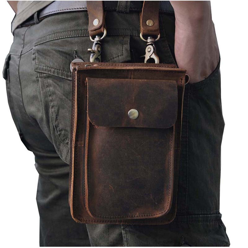 Leather Belt Pouch Mens Small Cases Waist Bag Hip Pack Belt Bag Fanny Pack Bumbag for Men