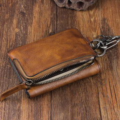 Handmade Leather Mens Chain Biker Wallet Cool Leather Wallet Trifold billfold Wallets - iwalletsmen
