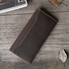 Handmade Leather Mens Clutch Wallet Cool Leather Wallet Long Phone Wallets for Men