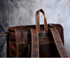 Genuine Leather Mens Cool Backpack Sling Bag Large Black Travel Bag Hiking Bag for men