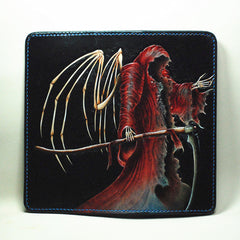 Handmade Leather The Death Tooled Mens Long Wallet Cool Leather Wallet Clutch Wallet for Men