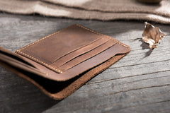 Handmade Leather Mens Cool Slim Leather Wallet Men Small Wallets Bifold for Men