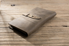 Handmade Leather Mens Travel Wallet Passport Leather Wallet Long Phone Wallets for Men