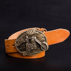 Handmade Genuine Leather Punk Rock Skull Rider Mens Cool Men Biker Trucker Leather Belt