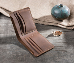 Handmade Leather Mens Cool Slim Leather Wallet Men Small Wallets Bifold for Men