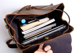Handmade Leather Mens Cool Backpack Sling Bag Large Black Travel Bag Hiking Bag for men