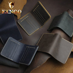 Handmade Leather Mens Cool Slim Leather Wallet Men billfold Wallets Bifold for Men
