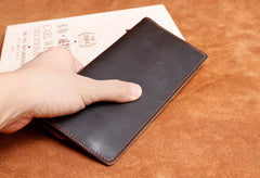 Handmade Leather Mens Cool Long Leather Wallet Clutch Wristlet Wallet for Men