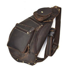 Cool Leather Chest Bag Sling CrossBody Bag Sling Travel Bag Sling Hiking Bag For Men - iwalletsmen