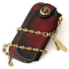 Handmade Mens Cool Leather Chain Wallet Biker Trucker Wallet with Chain