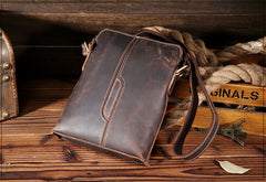 Handmade Leather Mens Cool Small Messenger Bag iPad Bag Chest Bag Bike Bag Cycling Bag for men