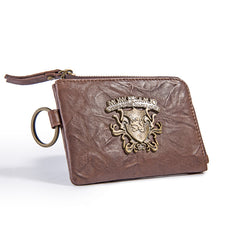 Handmade Leather Mens Chain Biker Wallet Cool Leather Wallet Zipper billfold Wallets - iwalletsmen