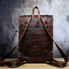 Genuine Leather Mens Cool Backpack Sling Bag Large Black Travel Bag Hiking Bag for men