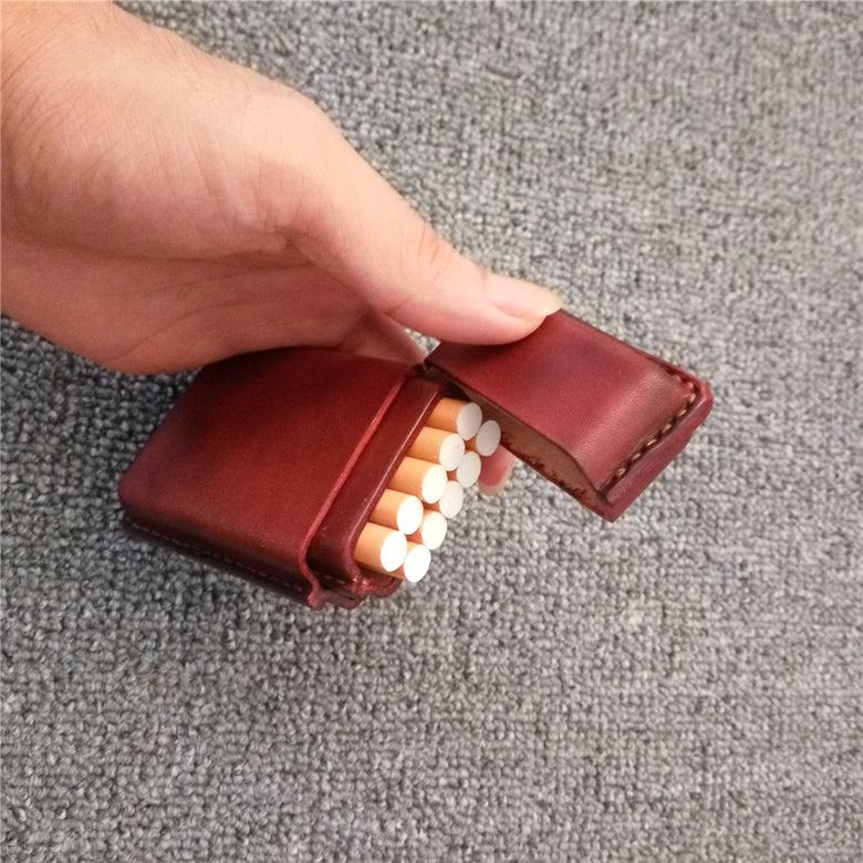 Handmade Leather Mens 10pcs Cigarette Holder Case Cool Custom Cigarette Case for Men - iwalletsmen