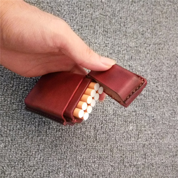 Handmade Leather Mens 10pcs Cigarette Holder Case Cool Custom Cigarette Case for Men - iwalletsmen