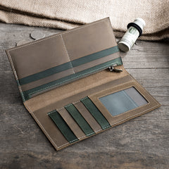 Handmade Leather Mens Clutch Wallet Cool Leather Wallet Long Phone Wallets for Men